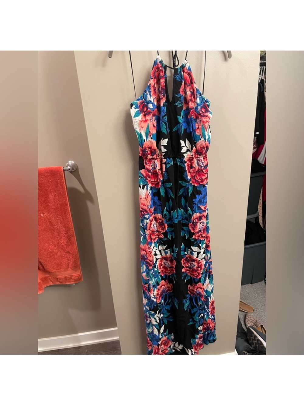 Impressions Floral Maxi Dress in Black, Pink, Blue